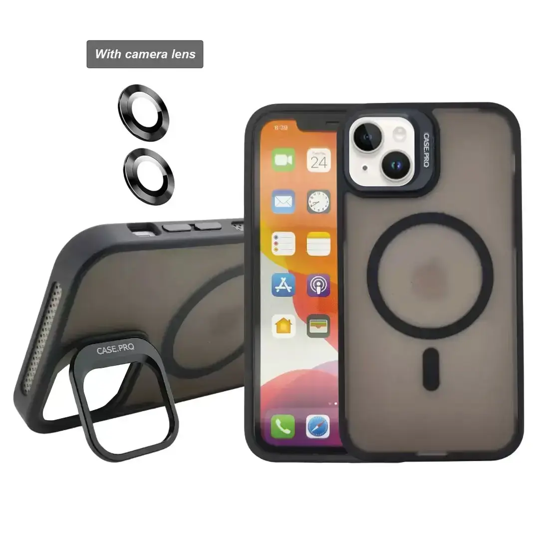 iPhone 15 MagSafe Smoke Camera Stand Case Black